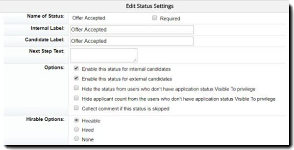 Modification des paramètres de statut