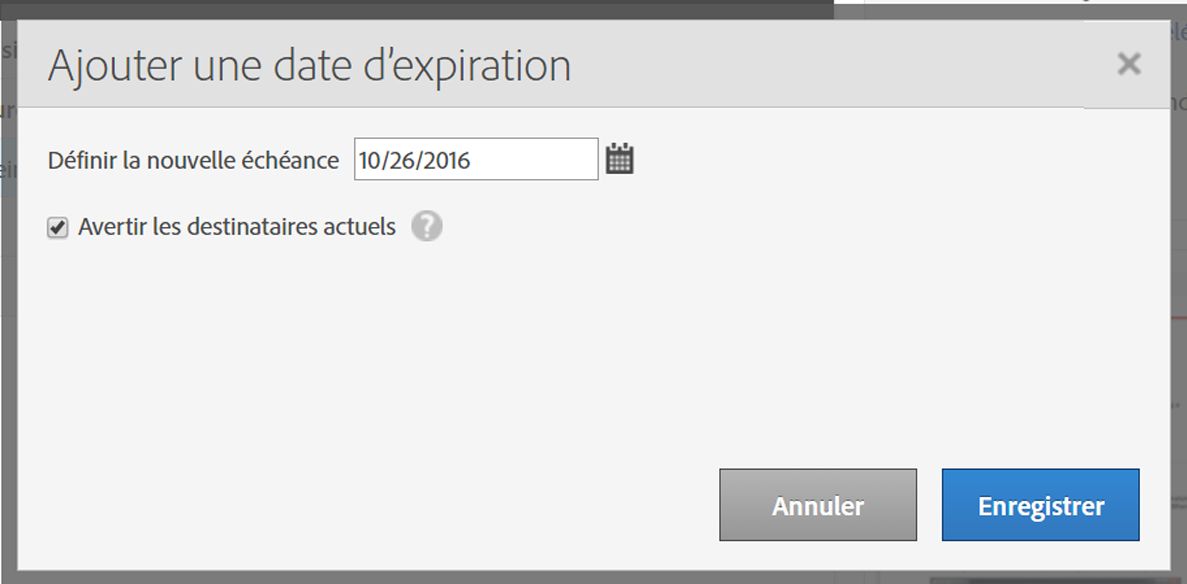Fenêtre d’ajout de date d’expiration.