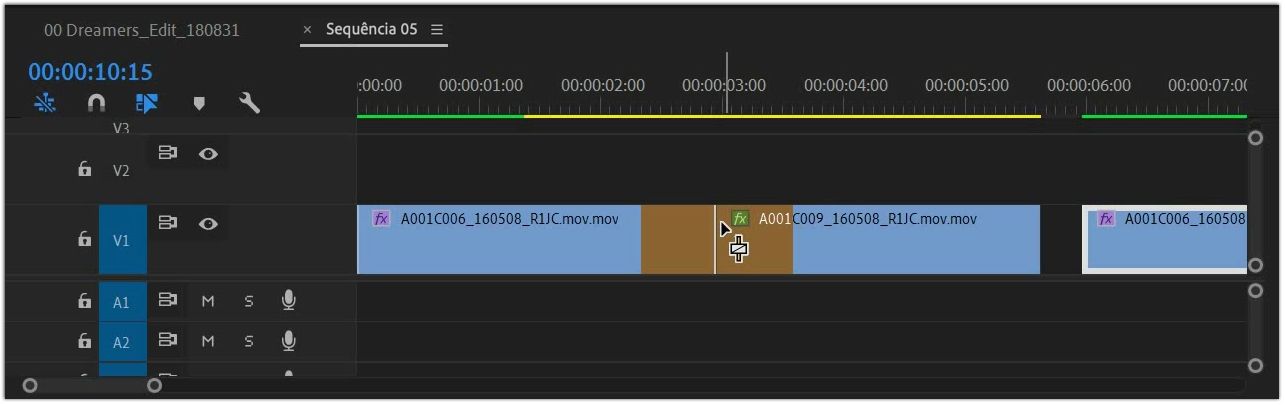 Aplicar transições entre dois clipes