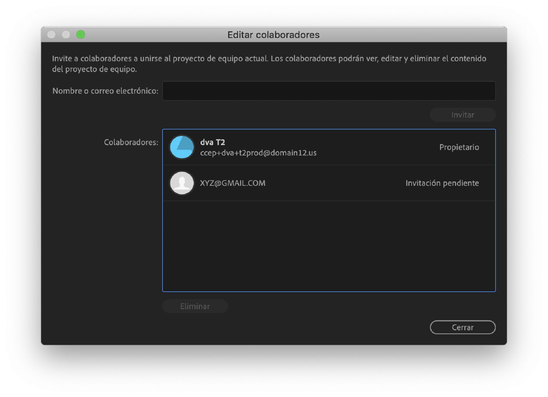 Edición de los colaboradores