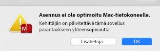 32-bittisiä osia varoitus macOS 10.13 High Sierra -käyttöjärjestelmässä
