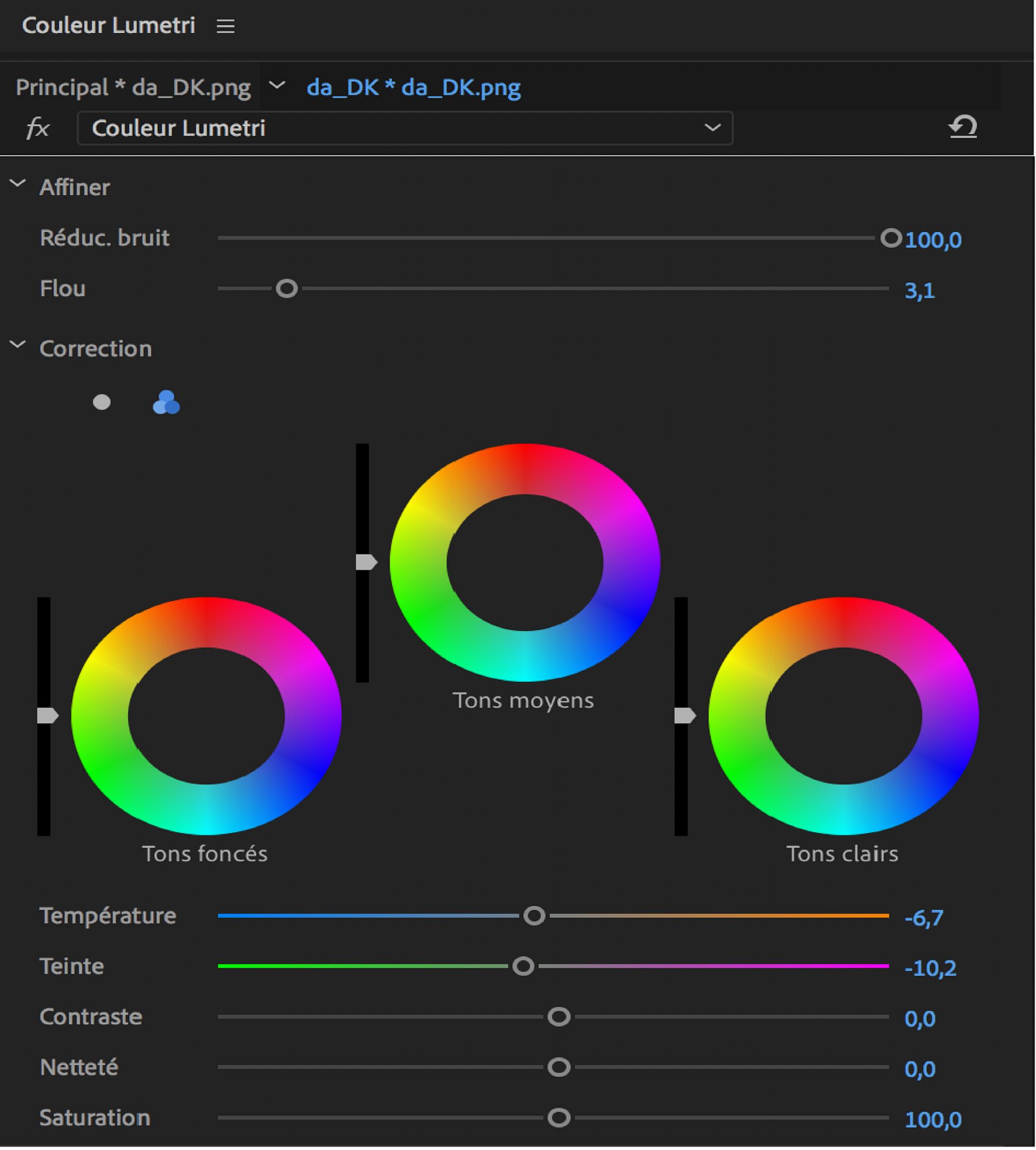 Roue chromatique triple