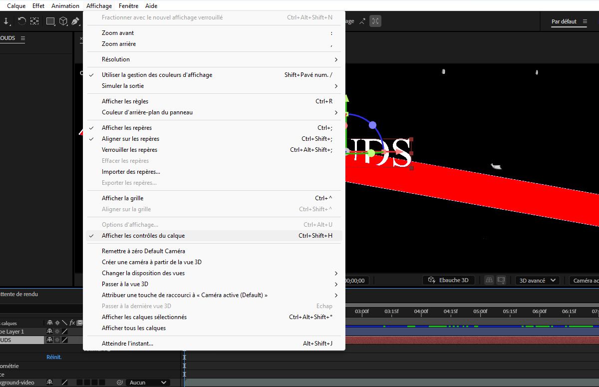 El menú Ver está abierto y la opción Mostrar controles de capa está resaltada.