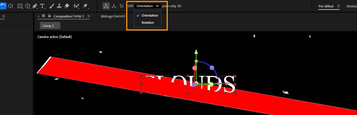 El menú desplegable Definir en la barra de herramientas está abierto y hay dos opciones listadas: Orientación y Rotación.