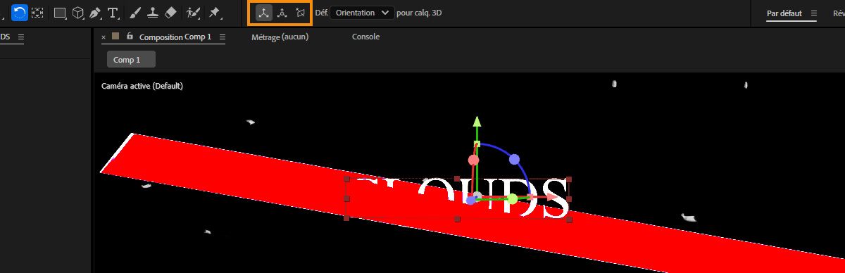 Los modos de eje de la barra de herramientas de After Effects están resaltados.