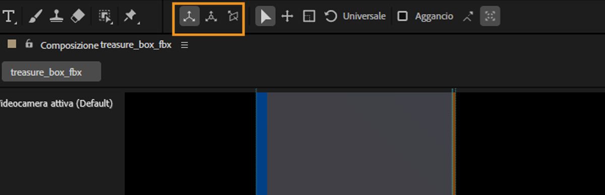 Le diverse modalità degli assi sono evidenziate per indicare chiaramente quale modalità asse è attualmente attiva.