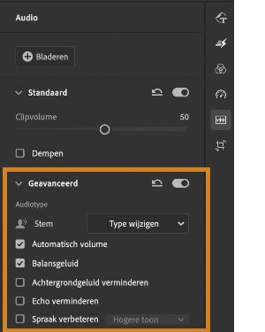 Opties om een voiceclip te verfijnen