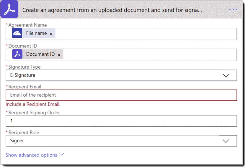 Handling: Opprett en avtale fra et opplastet dokument og send til signering
