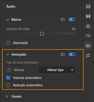 Opções para refinar um clipe de música