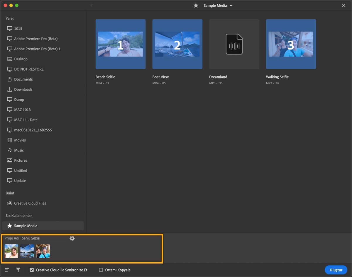 Ortam dosyaları ekleme