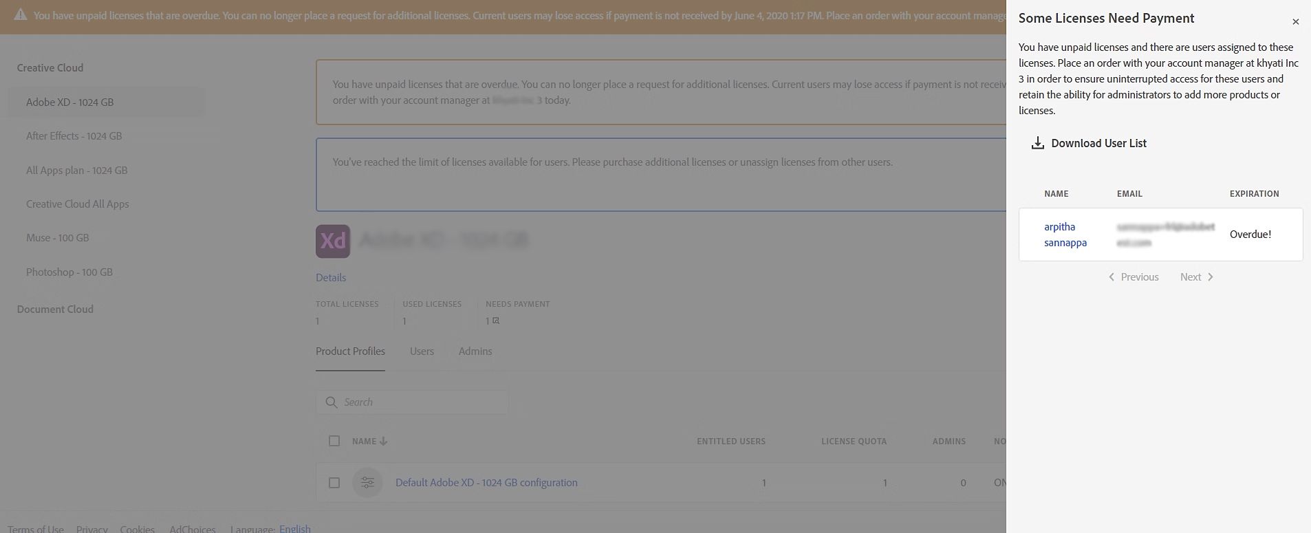 Some licenses need payment