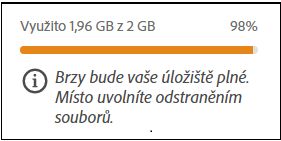 Pokud je využití úložiště mezi 0 a 80 procenty