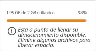 Cuando el uso del almacenamiento está comprendido entre 0 y 80 por ciento