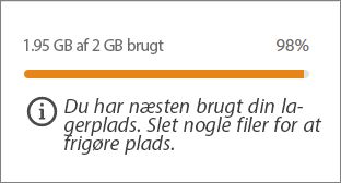 Når lagerforbruget er mellem 0 og 80 procent