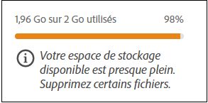 Lorsque l’utilisation du stockage se situe entre 0 et 80 %