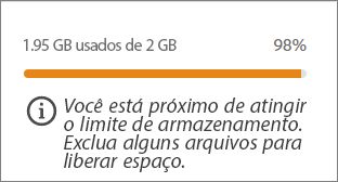 Quando o uso do armazenamento estiver entre 0 e 80%