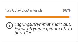 När lagringsanvändningen är mellan 0 till 80 procent
