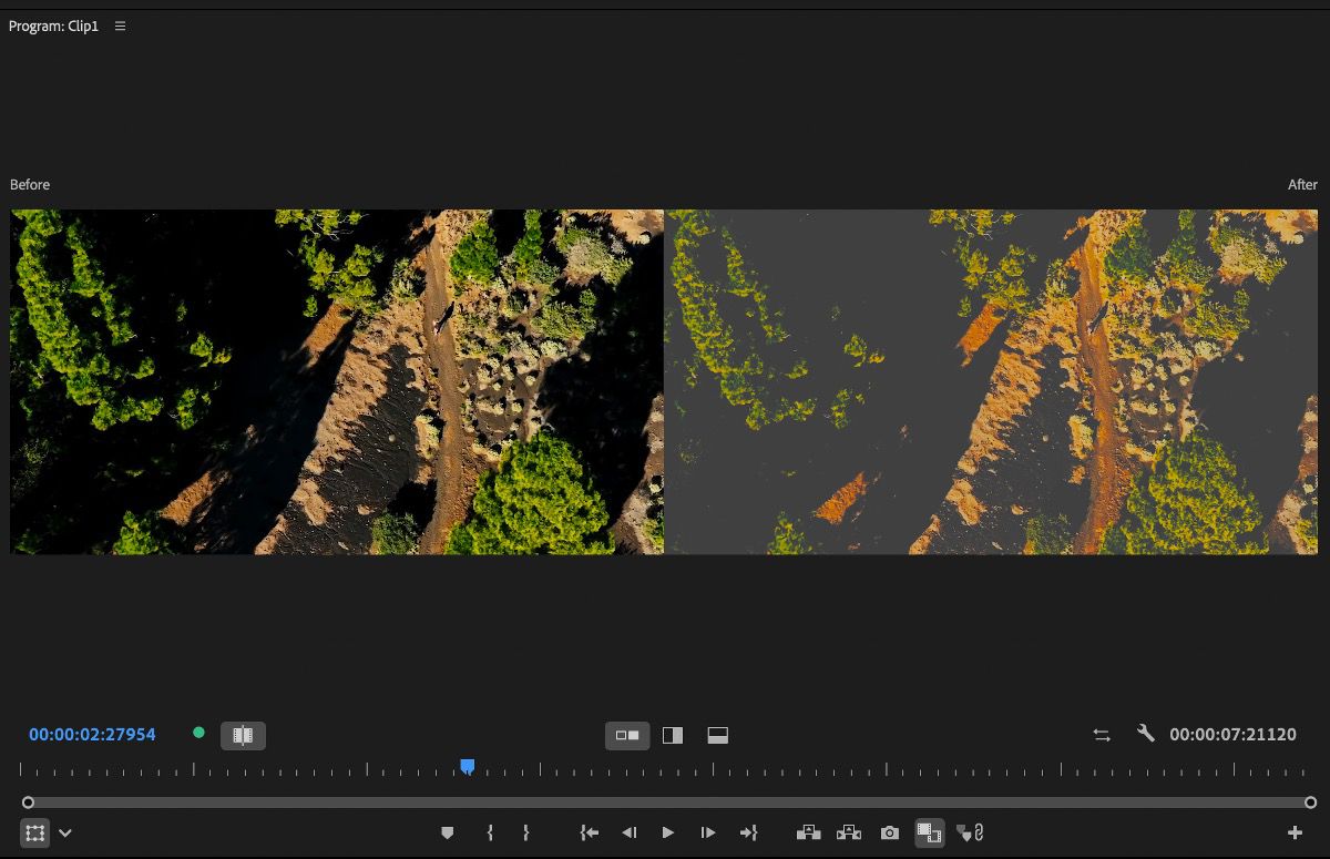 Viene mostrato un confronto tra i fotogrammi prima e dopo della clip con e senza modifiche.