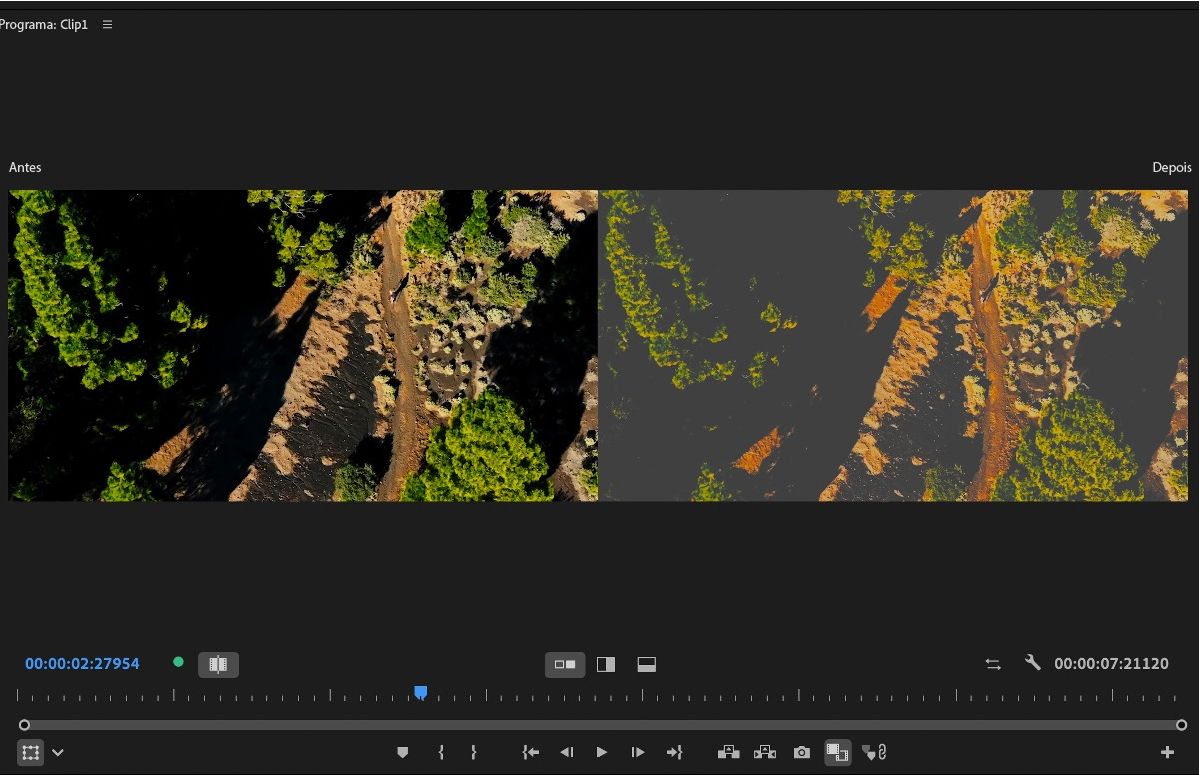 Uma comparação de quadros do clipe com antes e depois é mostrada, com e sem edições.