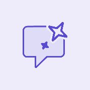 Sinivalkoinen chat-kupla tähdillä Kuvaus luotu automaattisesti