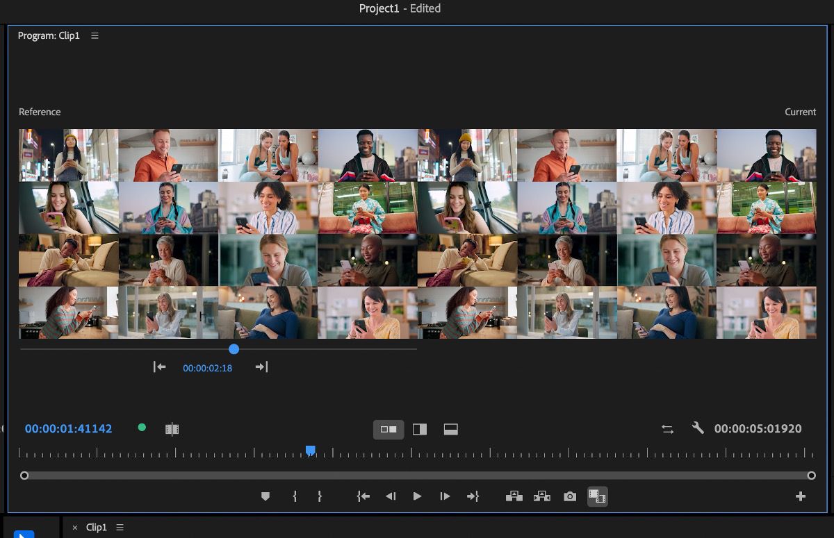 Se muestra una vista de comparación con dos paneles: Referencia y Actual, lo que le permite comparar sus ediciones mientras trabaja.