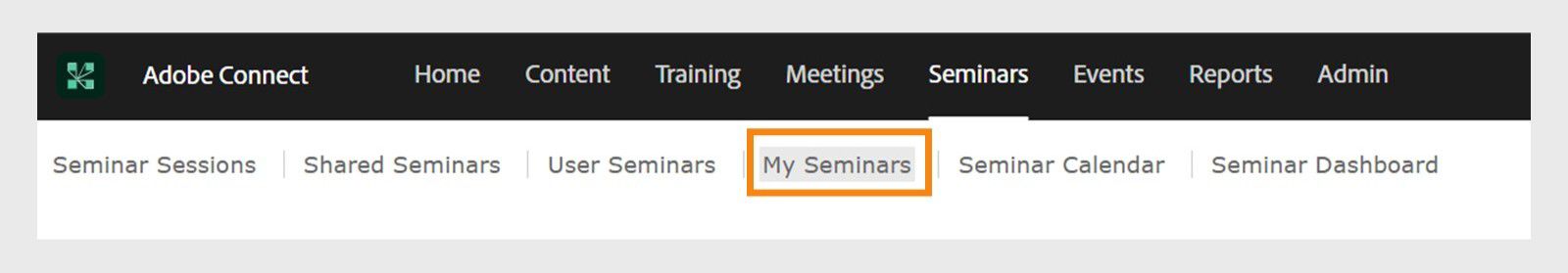 Displays the Seminars interface