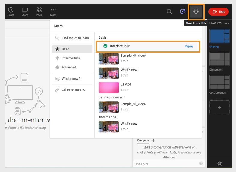 Relaunches the Learn Hub with Restart Tour option