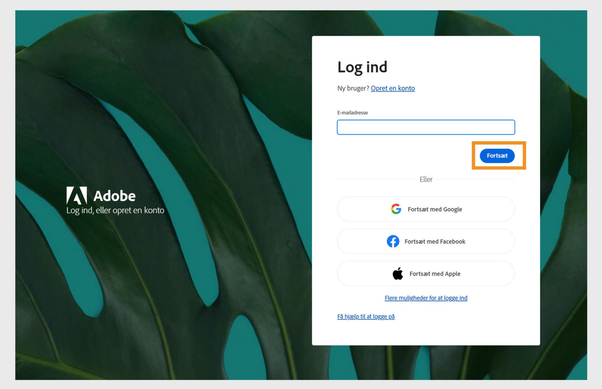 Et skærmbillede af en login-side