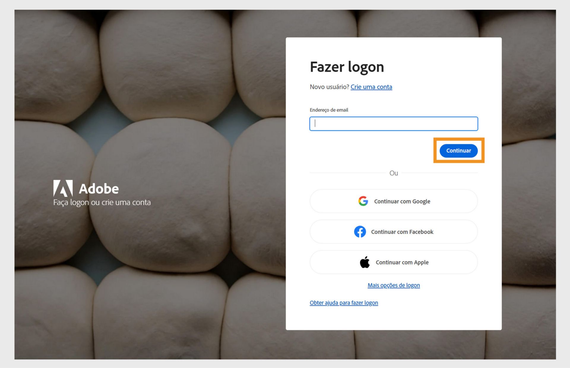 Uma captura de tela de uma página de logon