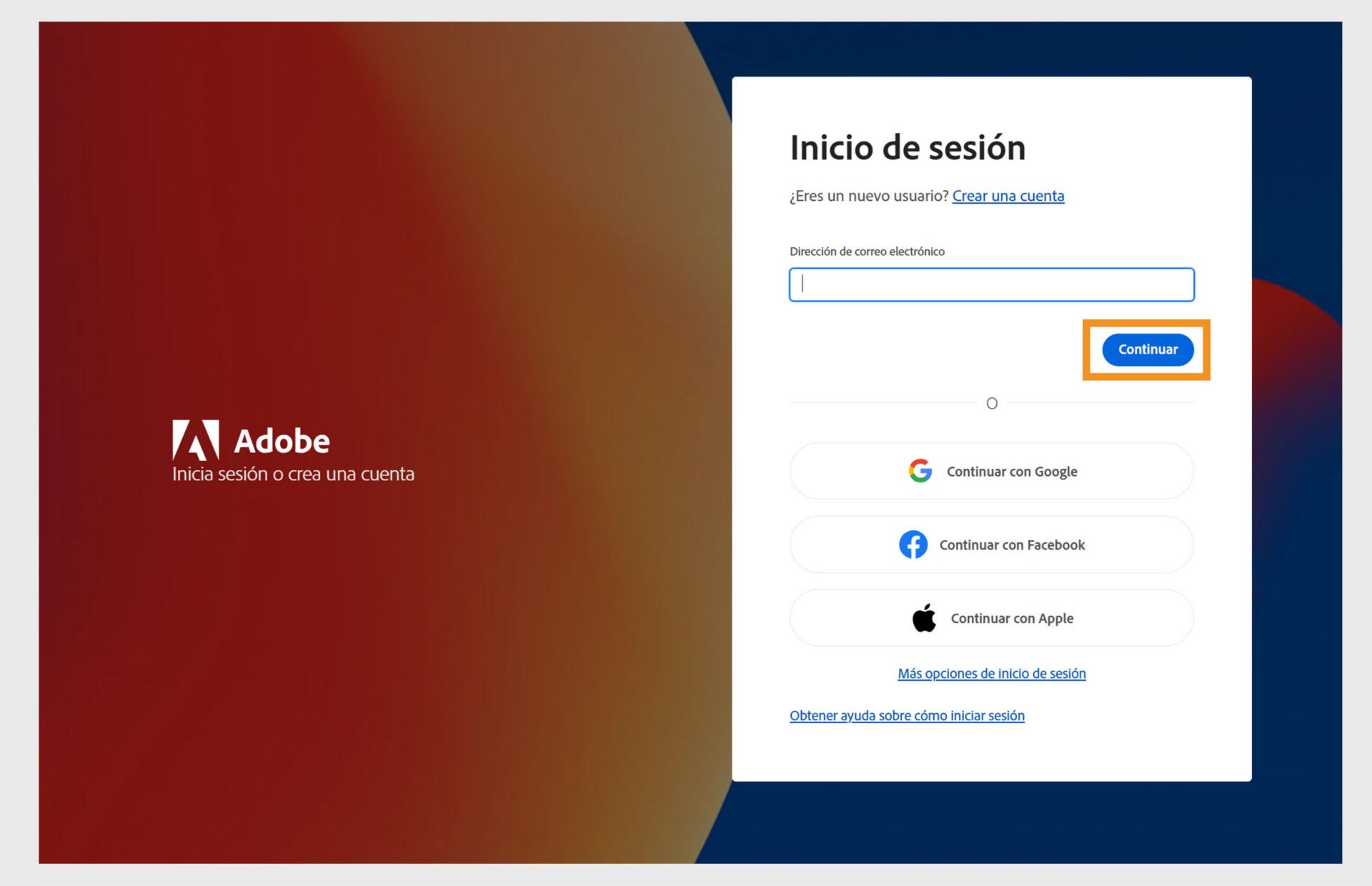 Una captura de pantalla de una página de inicio de sesión