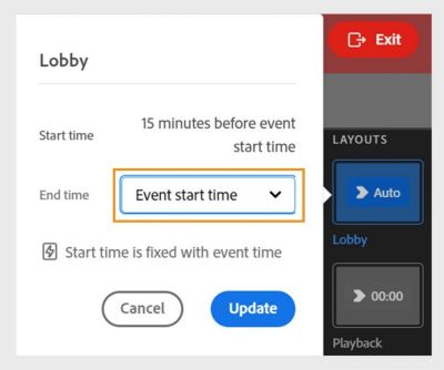 Modifies the event start time
