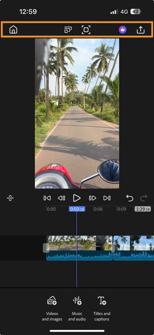 The top menu bar in the app highlighted where editing options and other controls are easily accessible.