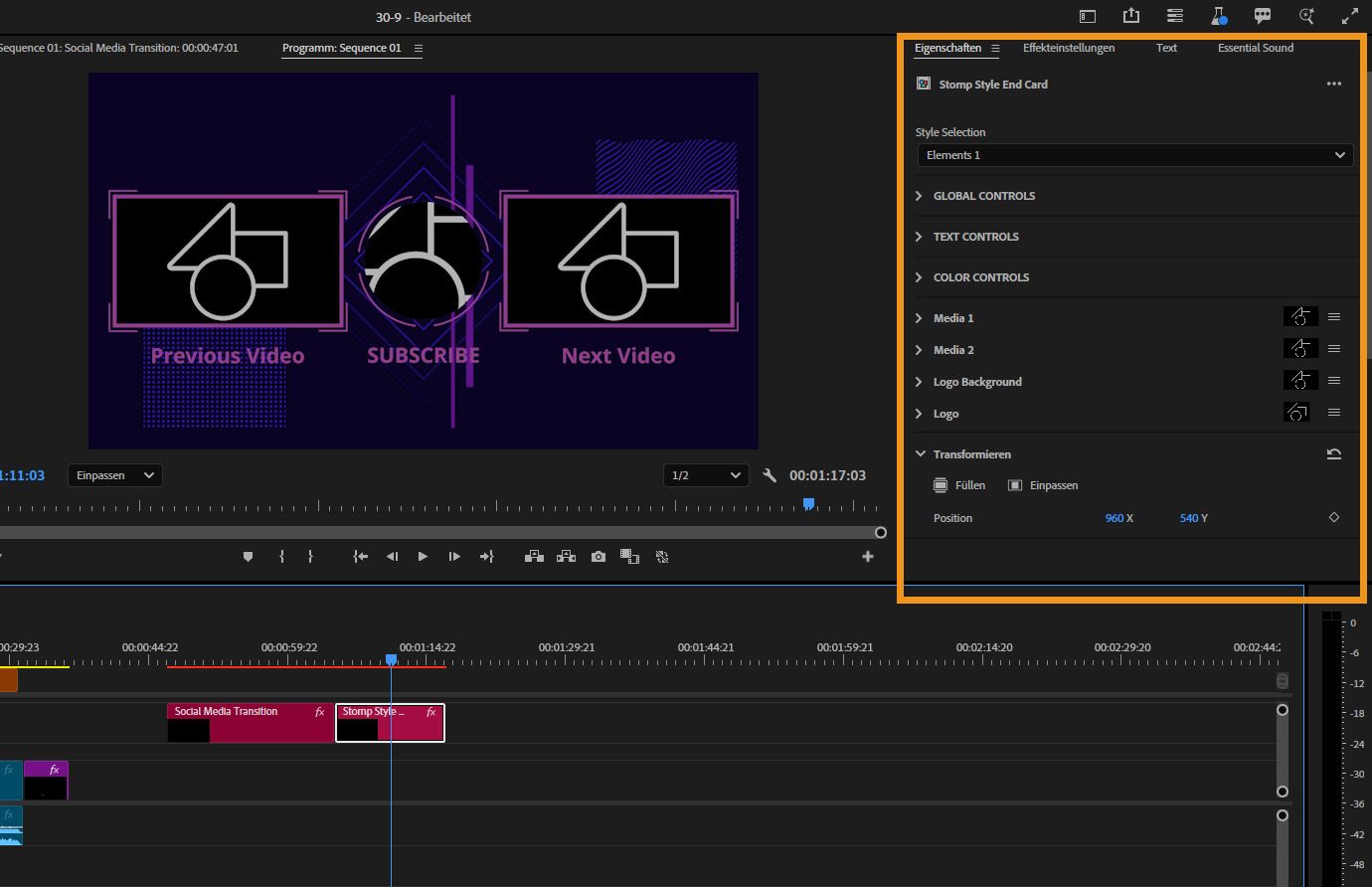 Animationsvorlage für ein Balkendiagramm mit bearbeitbarem Layout, Raster und Hintergrund-Einstellungen, die im Bedienfeld „Eigenschaften“ hervorgehoben sind.