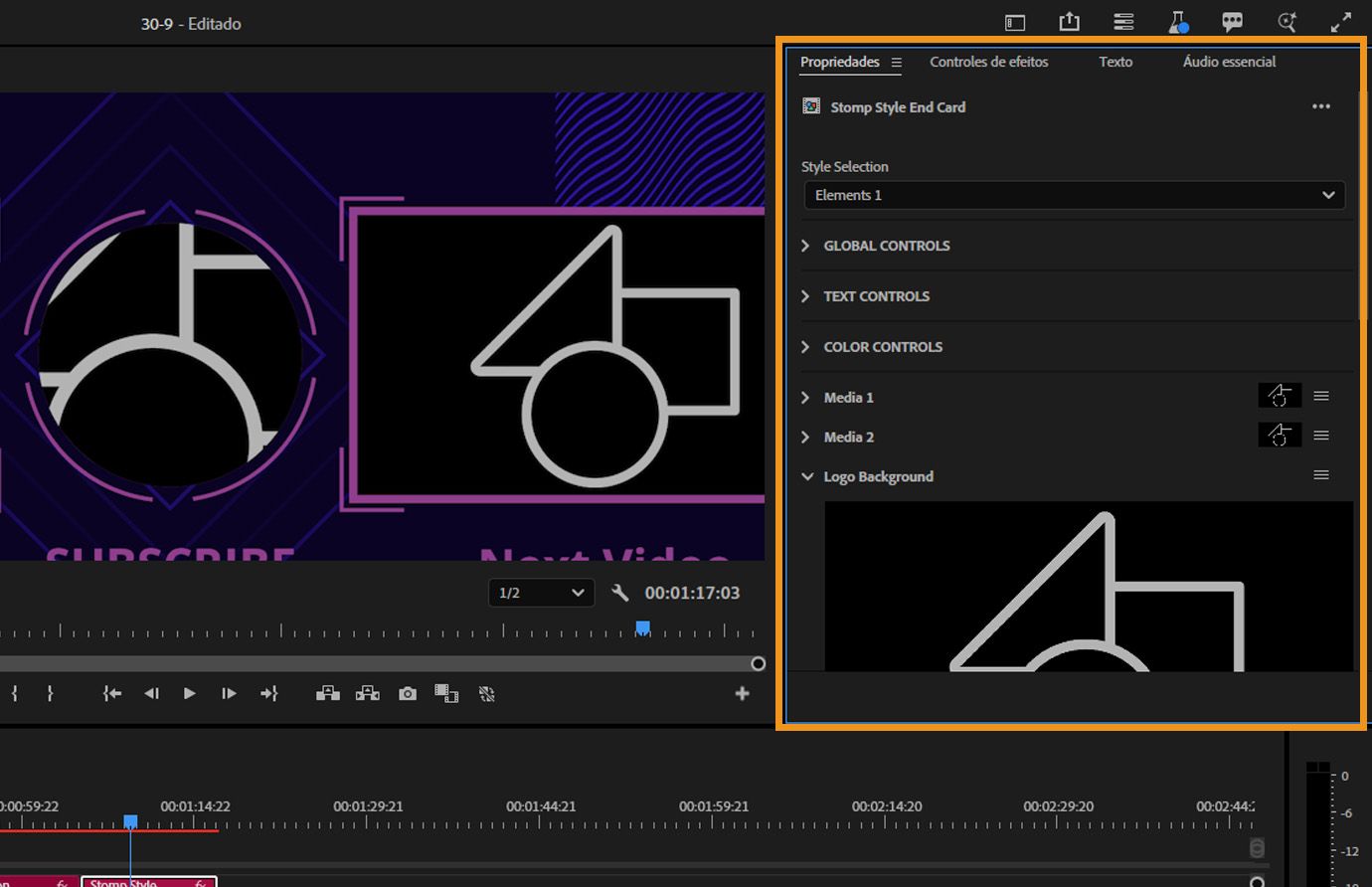 Modelo de animações de gráfico de barras com layout editável, grade e configurações de fundo destacadas no painel Propriedades.