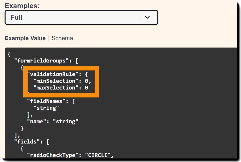 API の FormFieldGroups