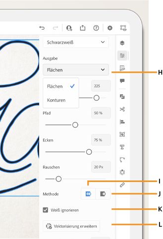 Ausgabe, Angrenzend, Überlappend und Vektorisierung erweitern