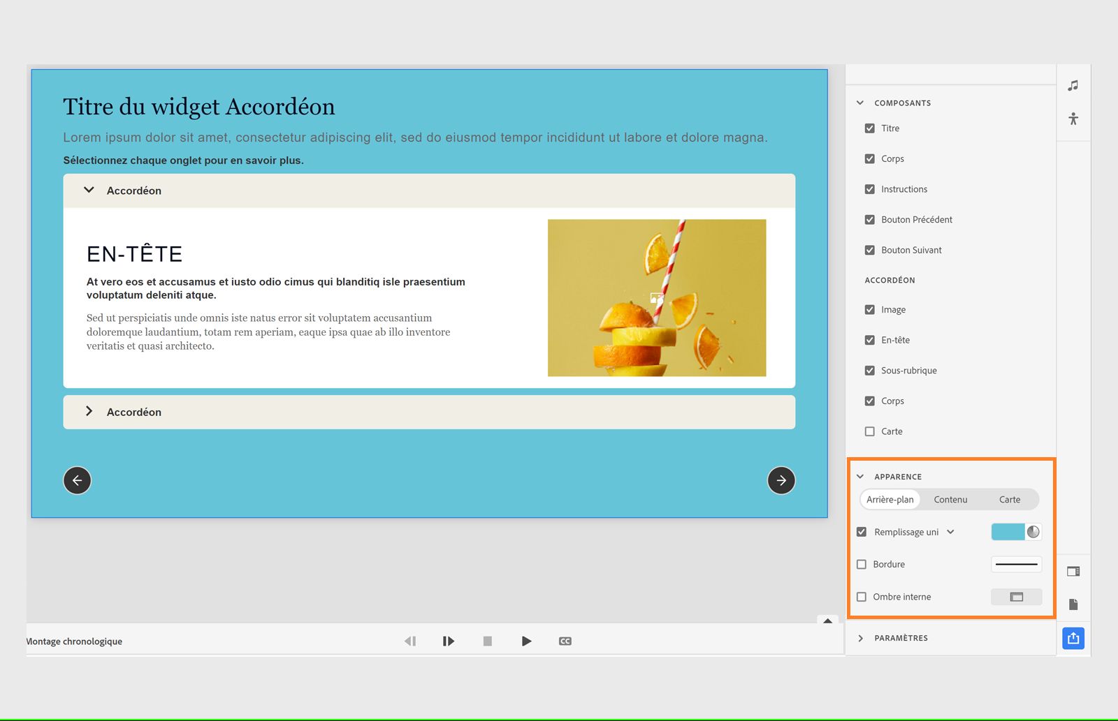 Modification de l’apparence d’un widget accordéon