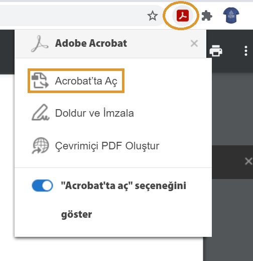 Uzantıyı kullanarak Acrobat'ta açma