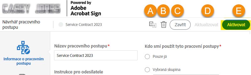 Aktivace pracovního postupu