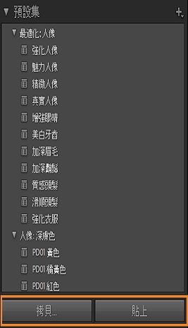 反白顯示「拷貝並貼上」的 AI 遮色片預設集螢幕擷圖