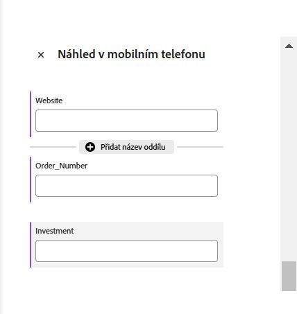 Název oddílu se zvýrazněnou ikonou Úpravy.