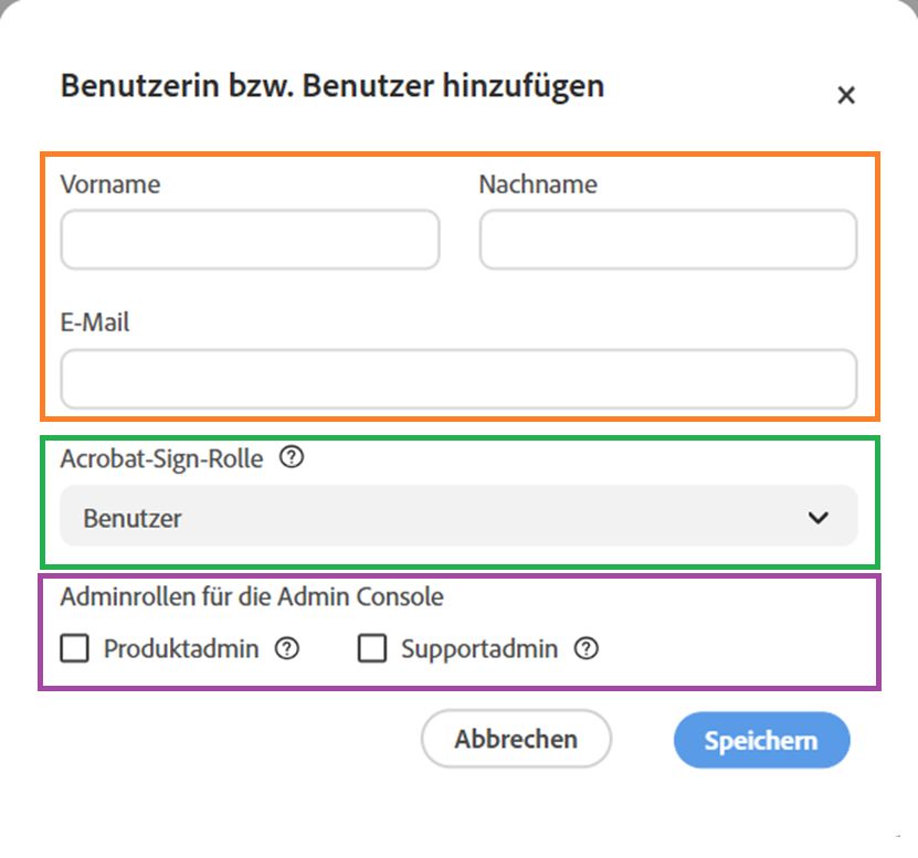 Das Fenster „Benutzende hinzufügen“.