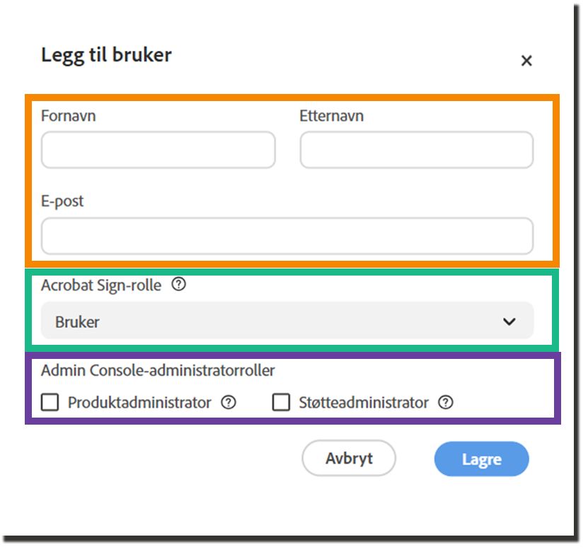 Legg til bruker-panelet.