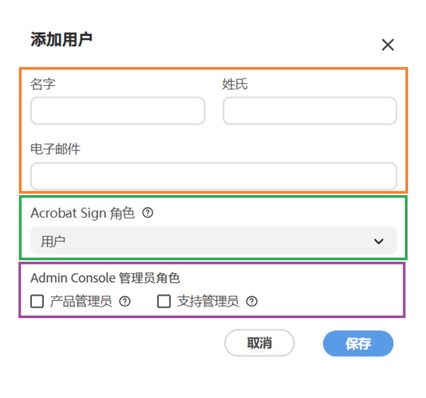 “添加用户”面板。