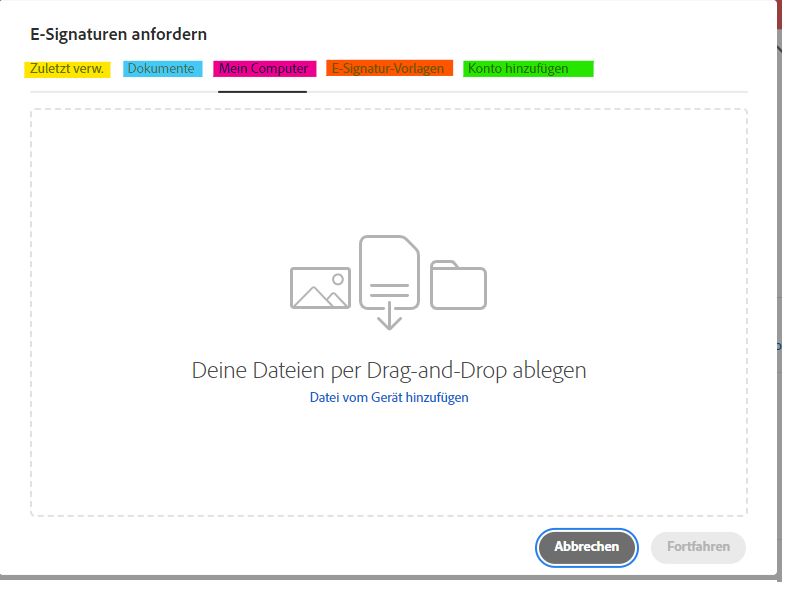 Oberfläche für Datei-Uploads