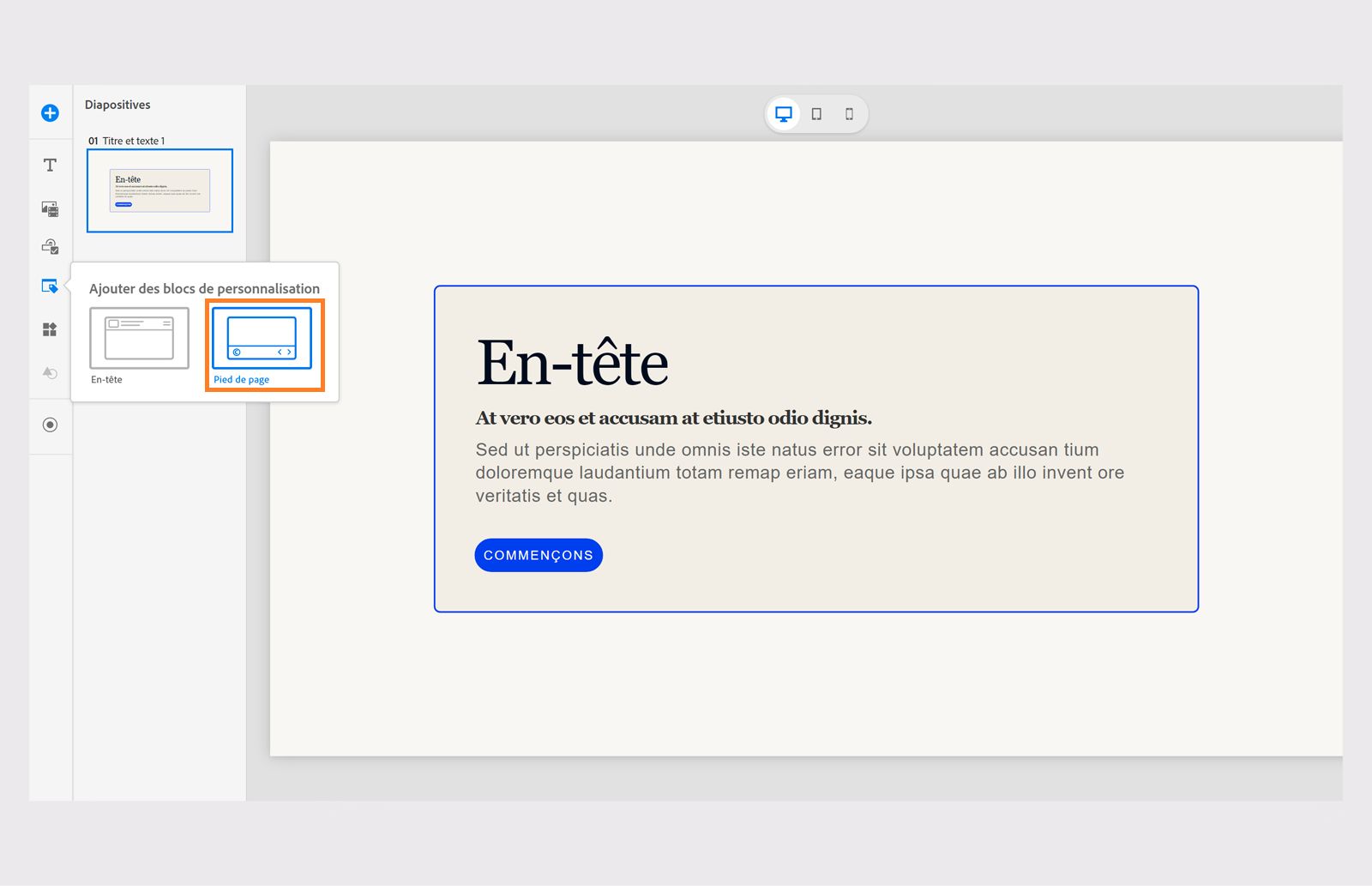 Ajout d’un pied de page