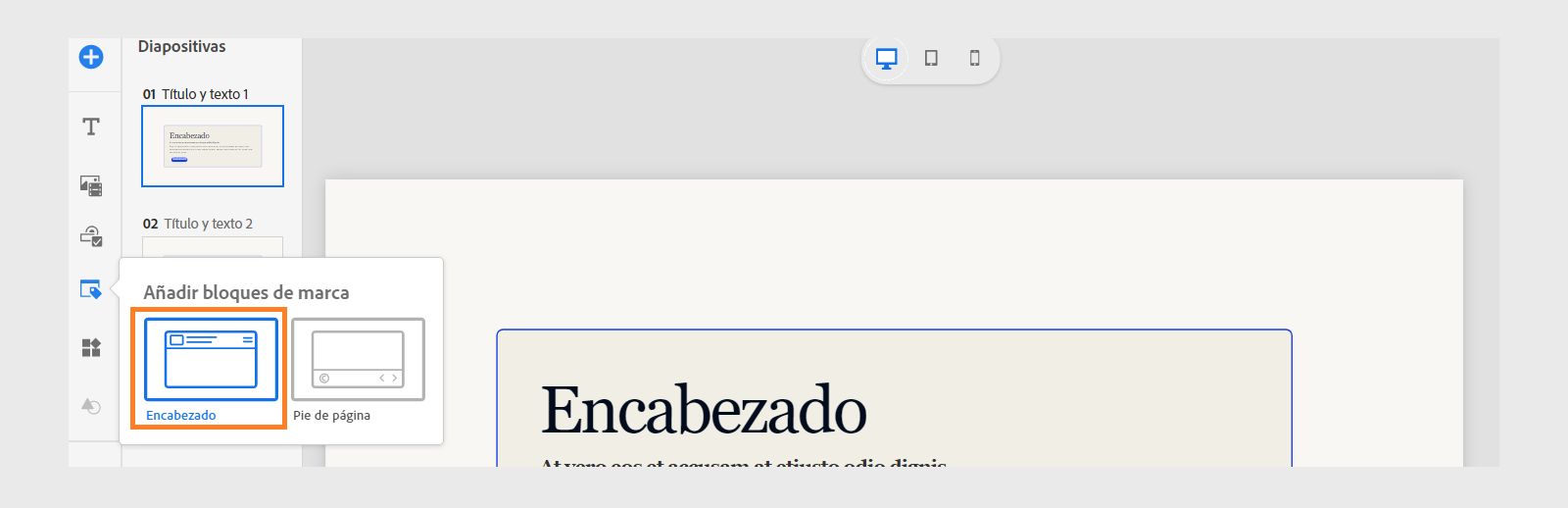 Añadir un encabezado a una diapositiva