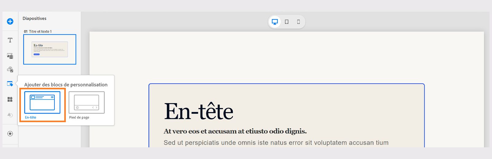 Ajout d’un en-tête sur une diapositive
