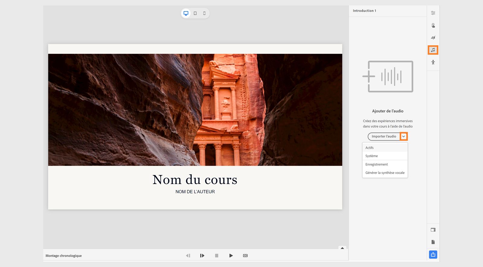 Image illustrant l’ajout d’un fichier audio sur une diapositive.