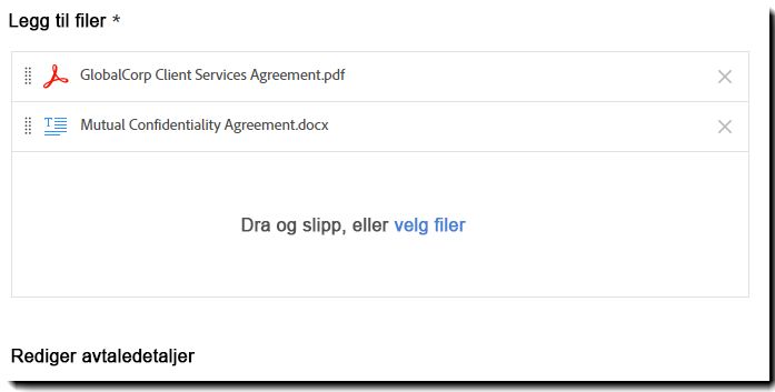 Legg til filer etter behov